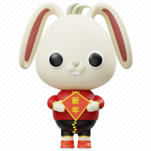 Shio, rabbit, kite, chinese, tradition, asian, culture 3D illustration - Download on Iconfinder