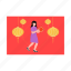 female, standing, celebrating, chinese, newyear 