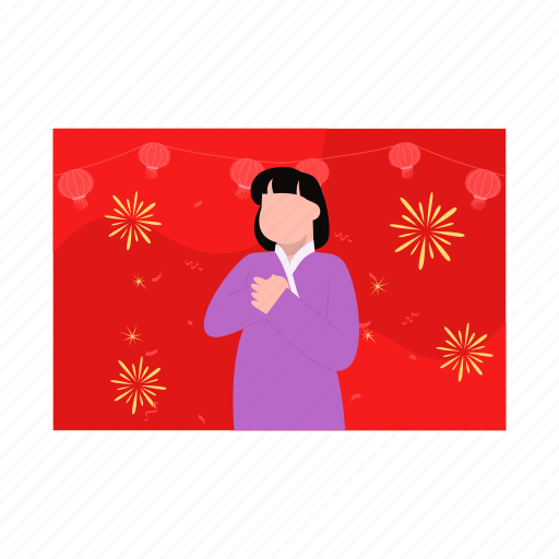 Female, standing, chinese, new, year icon - Download on Iconfinder