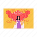 girl, celebrating, chinese, newyear, event
