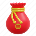 gold, coin, bag, chinese, new, year, 3d, icon, illustration 
