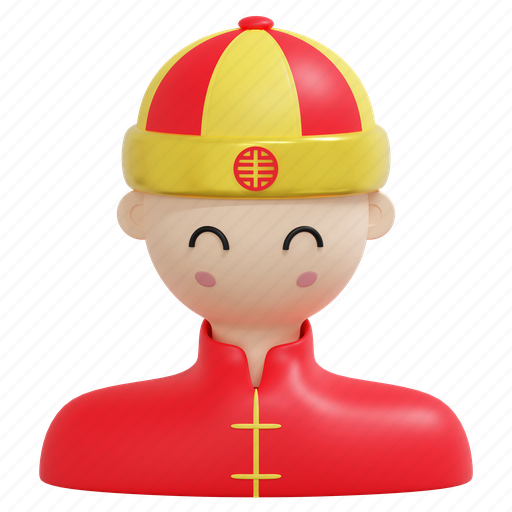 Chinese, guy, wearing, traditional, costume, new, year 3D illustration - Download on Iconfinder