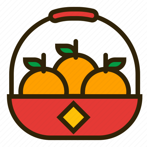 Basket fruit, chinese new year, fruit gift basket, kumquat, lunar, oriental, spring festival icon - Download on Iconfinder