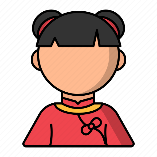Chinese, children, female, teen, dress, traditional, new year icon - Download on Iconfinder