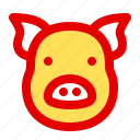 pig, head, chinese, new, year, zodiac, animal, face