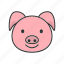 pig, zodiac, chinese, new, year, animal, filled 