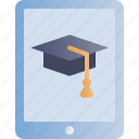 education, school, learning, online learning, app, tablet, mortar hat