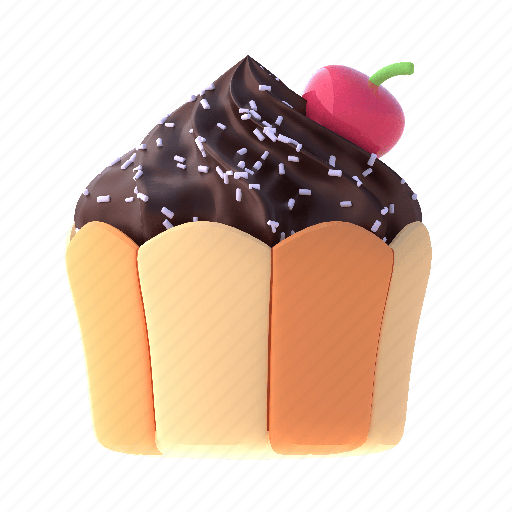 Cupcake, chocolate, dessert, cake, food 3D illustration - Download on Iconfinder
