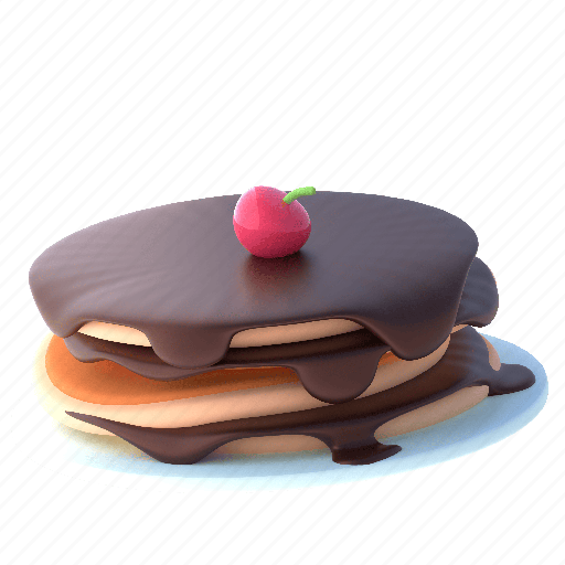 Pancake, chocolate, dessert, cake, food 3D illustration - Download on Iconfinder
