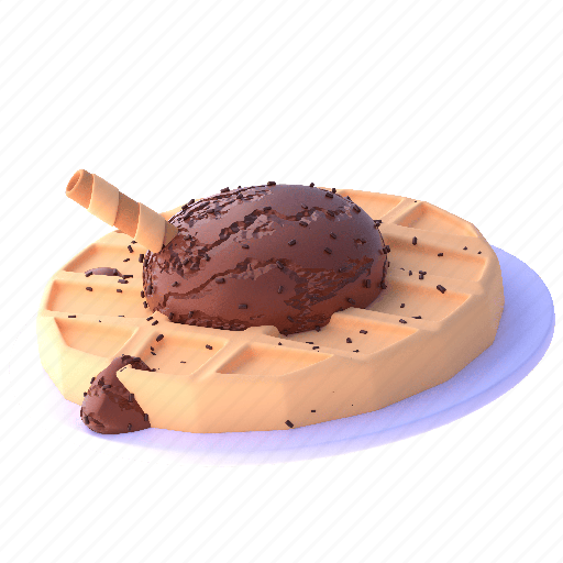 Waffle, chocolate, dessert, cake, food 3D illustration - Download on Iconfinder