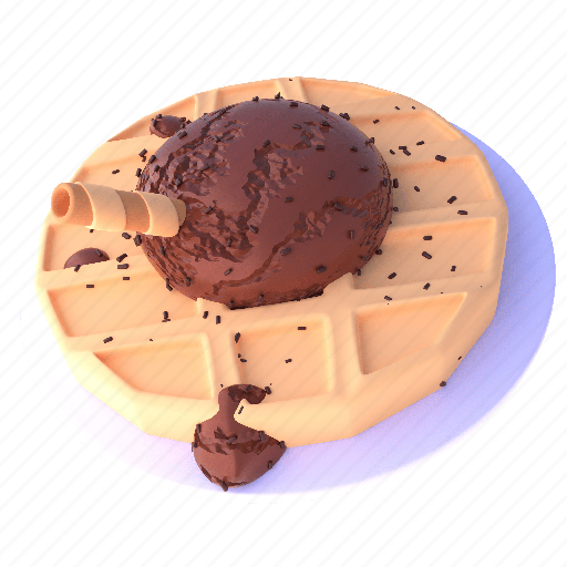 Waffle, 2, chocolate, dessert, cake, food 3D illustration - Download on Iconfinder