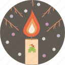 candle, christmas, mistletoe, snowflakes, celebration, decoration, winter