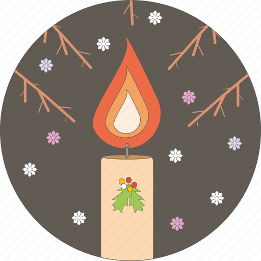 Candle, christmas, mistletoe, snowflakes, celebration, decoration, winter icon - Download on Iconfinder