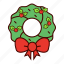 bow, christmas, decoration, holiday, holly, mistletoe, wreath 