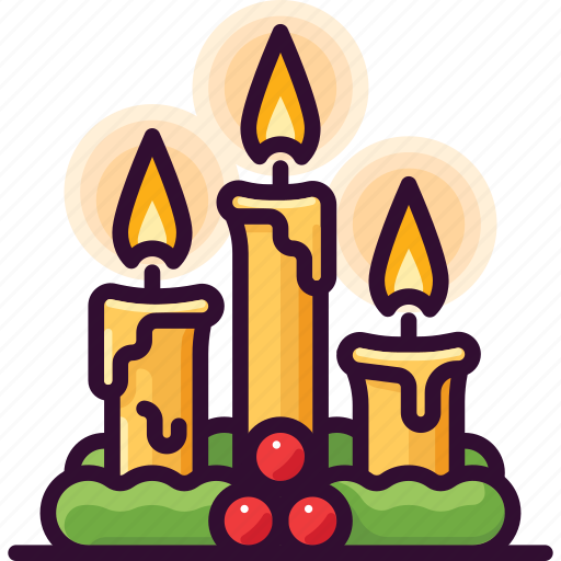 Berry, candle, decoration, fire, flame, light, spruce icon - Download on Iconfinder