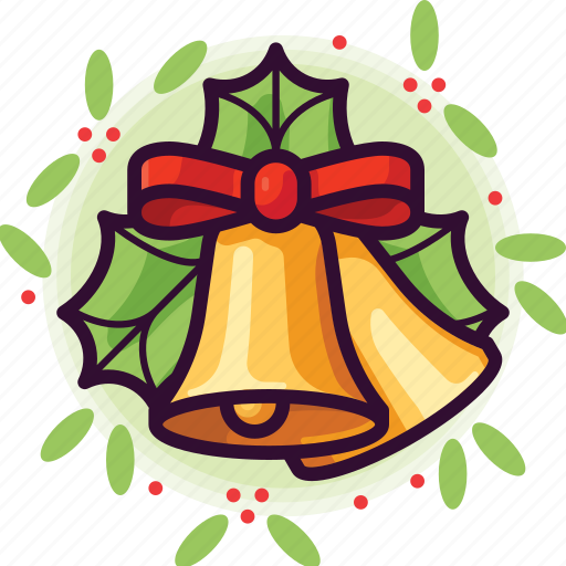 Bells, bow, christmas, decoration, jingle, leaf icon - Download on Iconfinder