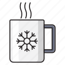 tea, coffee, christmas, snowflake, winter