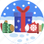 gift box, winter, gloves, gift, snow, christmas, xmas 