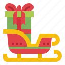 sleigh, gift, transportation
