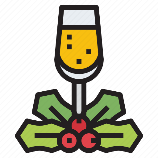 Champagne, party, alcohol, glass, mistlrtoe icon - Download on Iconfinder