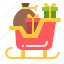 santa, sleigh, sled, claus, sledge, gifts, presents, transportation, winter 