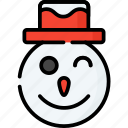cristmas, liner, color, icon, snowman