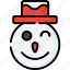 cristmas, liner, color, icon, snowman 