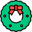 cristmas, liner, color, icon, wreath