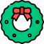 cristmas, liner, color, icon, wreath 