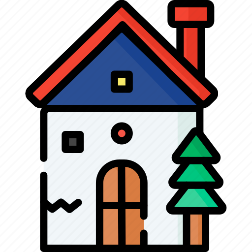 Cristmas, liner, color, icon, house, home icon - Download on Iconfinder