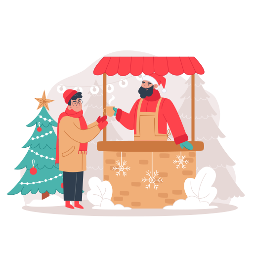 Christmas market, glogg, mulled wine, tea, hot drink, hot chocolate, market illustration - Free download
