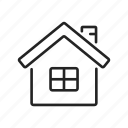 christmas, thin, icon, home, house, building, chimney, property, gift