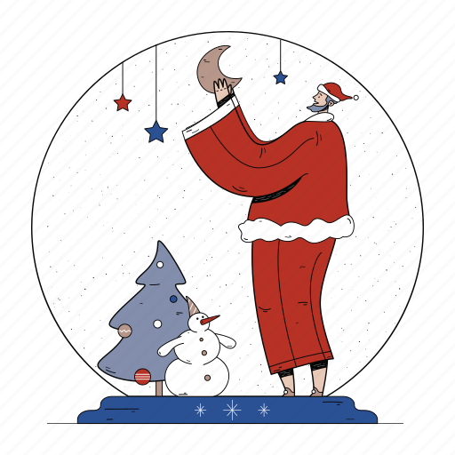 Decorates, new, years, eve, scene, christmas, santa illustration - Download on Iconfinder