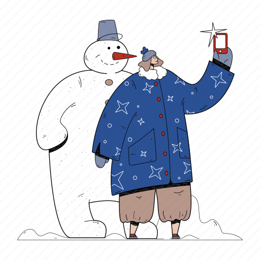 Taking, pictures, snowman, xmas, holiday, santa, christmas illustration - Download on Iconfinder