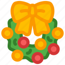 christmas wreath, bow, decoration