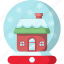 snow, globe, winter, weather, house, home, christmas 