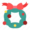 christmas, wreath, christmas wreath, floral, leaf, decoration, garland, season, ribbon