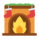 fireplace, with, socks, sock, fire, chimney, winter, living room, firewood