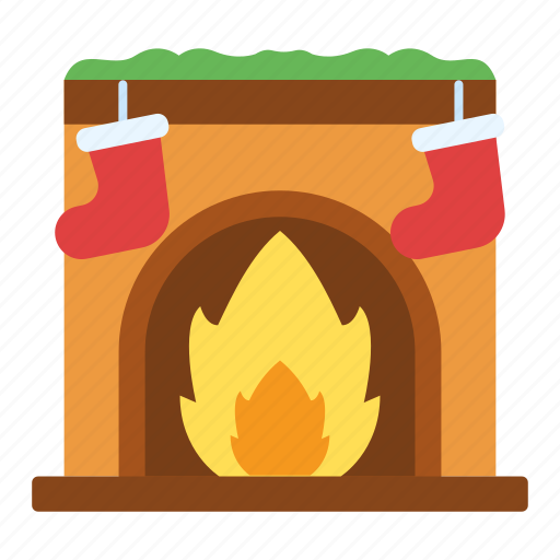 Fireplace, with, socks, sock, fire, chimney, winter icon - Download on Iconfinder