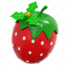strawberrry, christmas, illustration, decoration, holiday, ornament, fruit