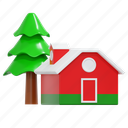 winter, house, christmas, illustration, home, decoration, building