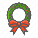 bow, christmas, holiday, new year, wreath, xmas