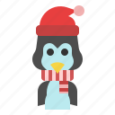 penguin, bird, christmas, animals, winter