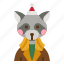 raccoon, animal, christmas, user, avatar 