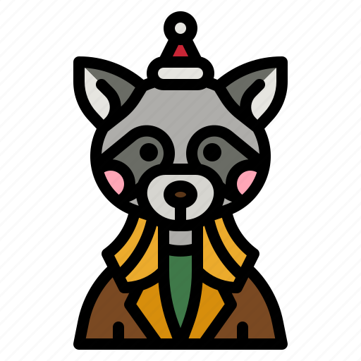 Raccoon, animal, christmas, user, avatar icon - Download on Iconfinder