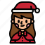 santy, woman, christmas, user, avatar 