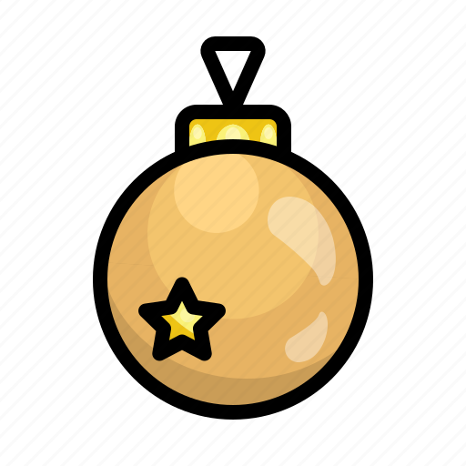 Ball, gold, christmas, december, lamp, bulb, xmas icon - Download on Iconfinder