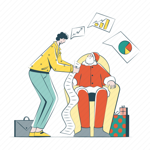 Businessman, wish, list, santa, xmas, christmas, claus illustration - Download on Iconfinder