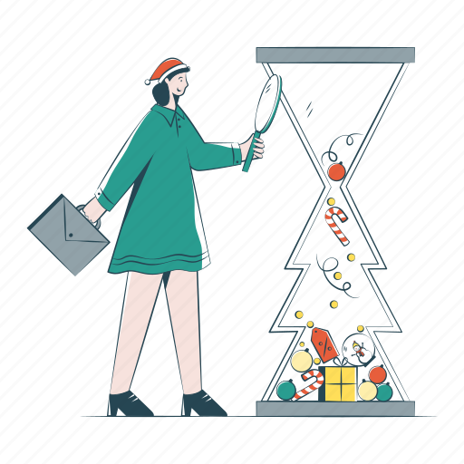 Businesswoman, analyzes, christmas, data, tree, xmas, gift illustration - Download on Iconfinder