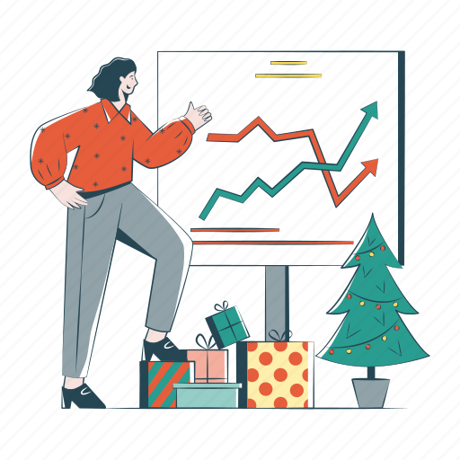 Rejoices, christmas, sales, statistics, xmas, analytics, report illustration - Download on Iconfinder